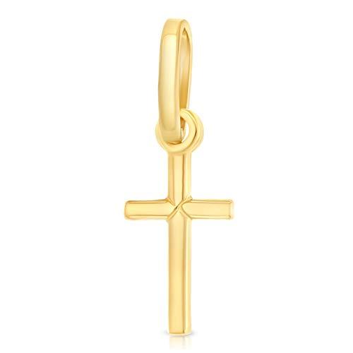 【並行輸入品】Iokaジュエリー? ?14?Kイエローゴールドプレーンクロス宗教チャームペンダントwith 3?+ 1?1.6?MMフィガロチェの画像