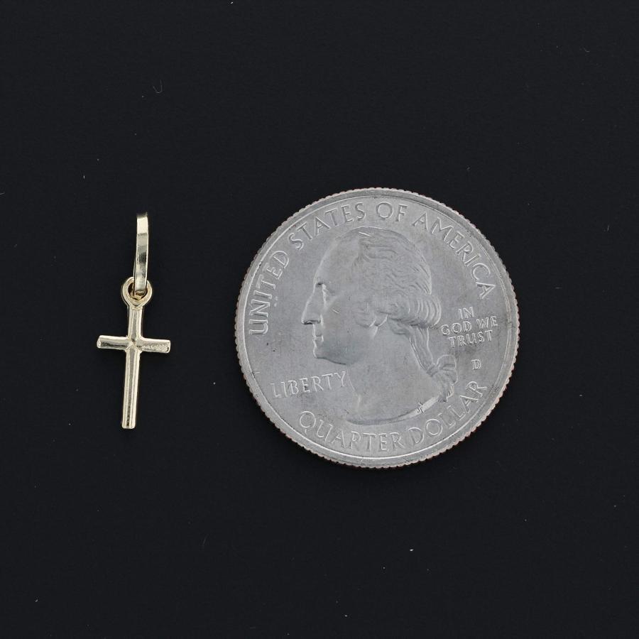 【並行輸入品】Iokaジュエリー? ?14?Kイエローゴールドプレーンクロス宗教チャームペンダントwith 3?+ 1?1.6?MMフィガロチェの画像