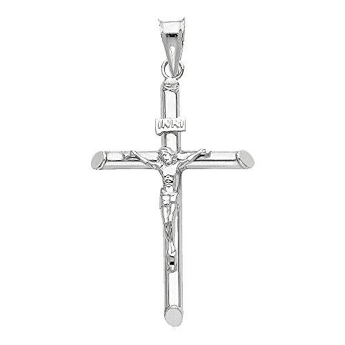 【並行輸入品】14K ホワイトゴールド 十字架 十字架ペンダント 1.2mm シンガポールチェーンネックレス付き ゴールド Ioka 14K Wの画像