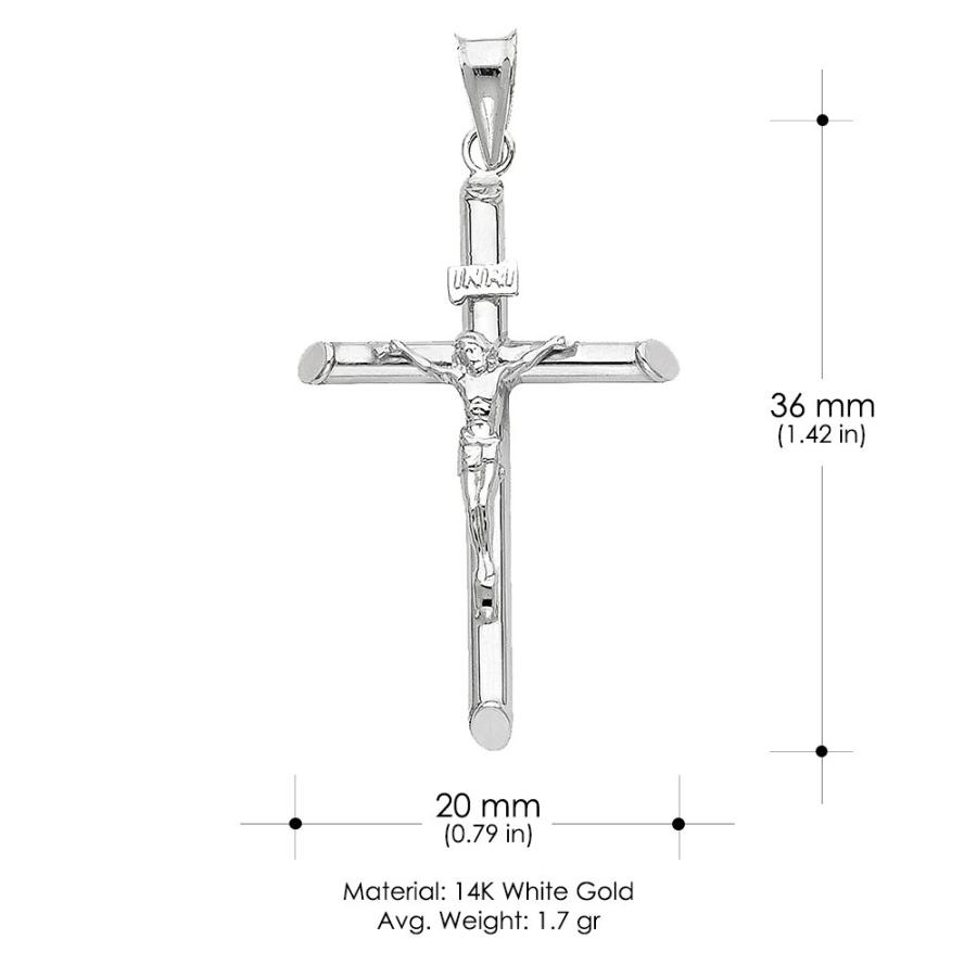 【並行輸入品】14K ホワイトゴールド 十字架 十字架ペンダント 1.2mm シンガポールチェーンネックレス付き ゴールド Ioka 14K Wの画像