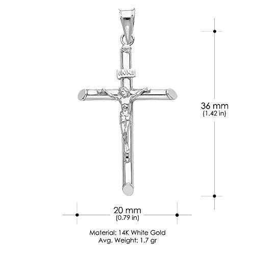 【並行輸入品】14K ホワイトゴールド 十字架 十字架ペンダント 1.2mm シンガポールチェーンネックレス付き ゴールド Ioka 14K Wの画像