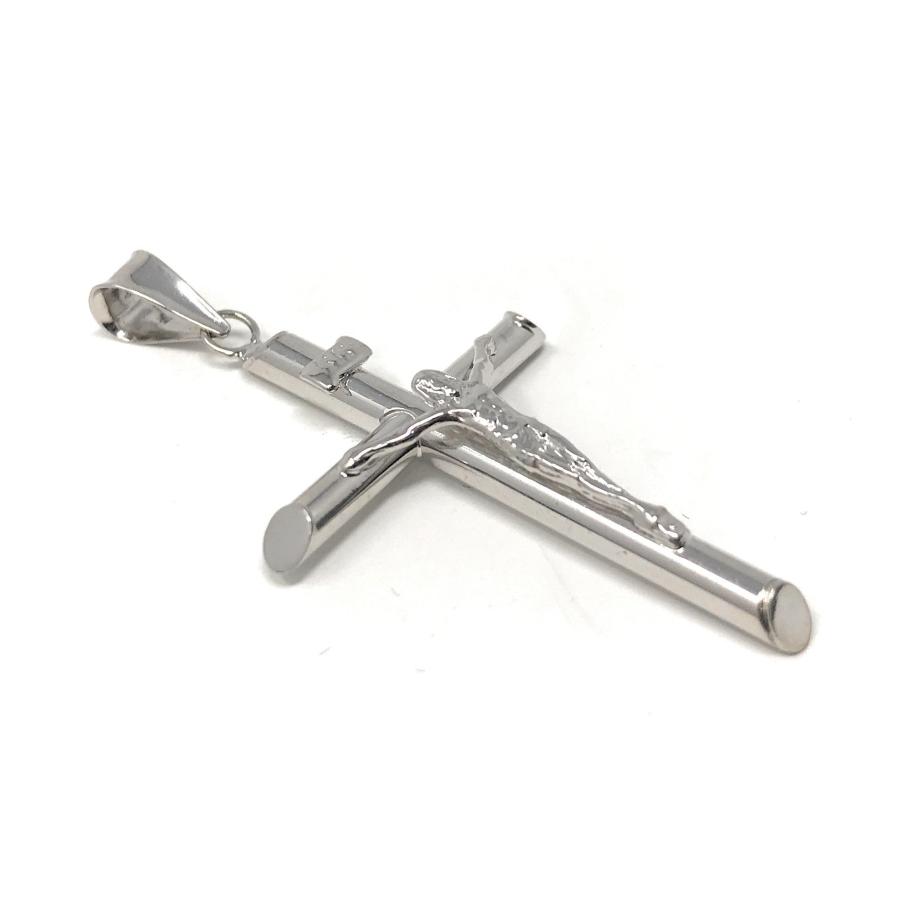 【並行輸入品】14K ホワイトゴールド 十字架 十字架ペンダント 1.2mm シンガポールチェーンネックレス付き ゴールド Ioka 14K Wの画像