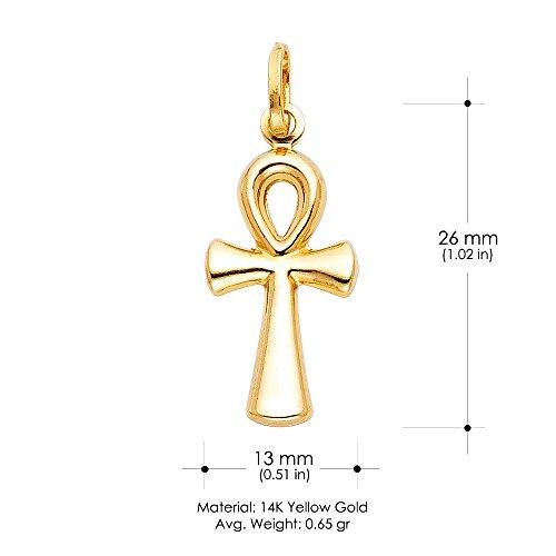 【並行輸入品】Iokaジュエリー? ?14?KイエローソリッドゴールドエジプトAnkhクロス宗教チャームペンダントwith 1.2?MMシンガポの画像
