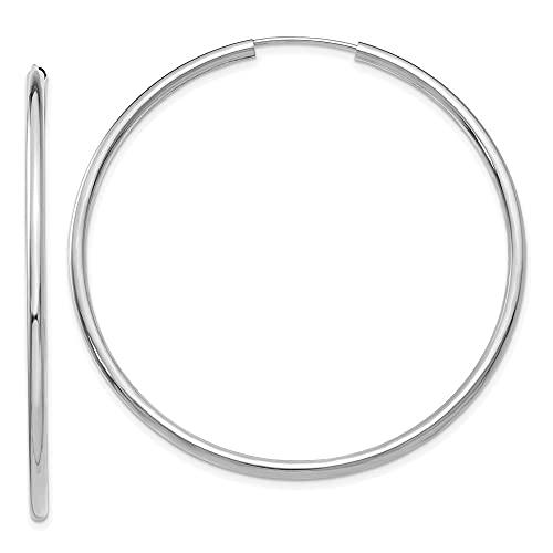 【並行輸入品】Diamond2Deal 14k White Gold Endless 46mm Round Hoop Earrings Finの画像