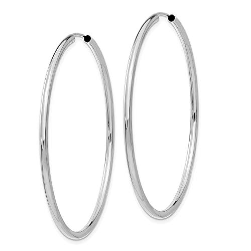 【並行輸入品】Diamond2Deal 14k White Gold Endless 46mm Round Hoop Earrings Finの画像