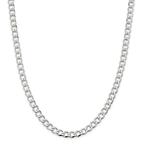 【並行輸入品】スターリングシルバー6.4?MM光沢仕上げフラット縁石チェーンネックレス? ?長オプション: 18?20?22?24 925 Stの画像