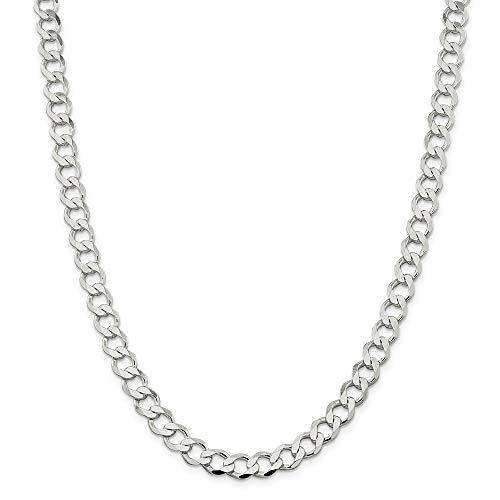 【並行輸入品】925 Sterling Silver 8.1mm Polished Flat Curb Chain Necklace 24 I_1
