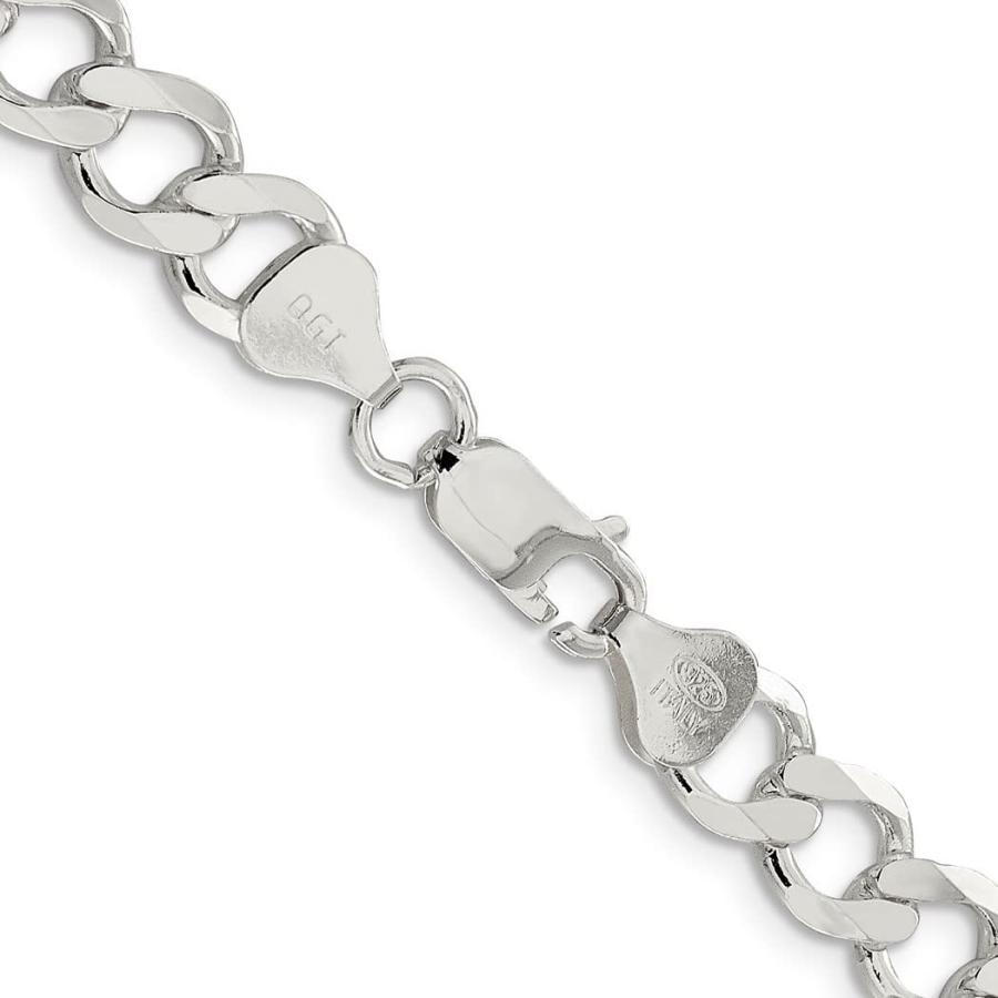 【並行輸入品】925 Sterling Silver 8.1mm Polished Flat Curb Chain Necklace 24 I_9