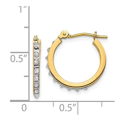 【並行輸入品】ソリッド 14K イエローゴールド ダイヤモンド 魅惑的 スモールヒンジレバーバック フープイヤリング (1mm x 15mm)の画像