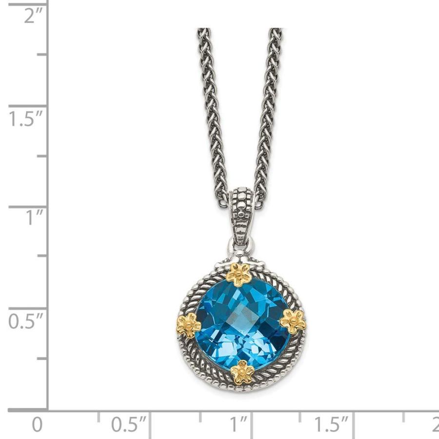 【並行輸入品】ソリッド925スターリングシルバー 14Kスイスブルー模造トパーズネックレスチェーン 18インチ (15mm), ゴールド, トパの画像