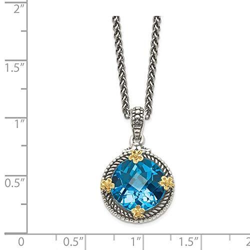 【並行輸入品】ソリッド925スターリングシルバー 14Kスイスブルー模造トパーズネックレスチェーン 18インチ (15mm), ゴールド, トパの画像