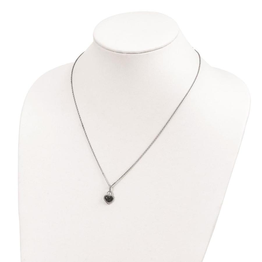 【並行輸入品】Diamond2Deal スターリングシルバー ブラック&ホワイト ダイヤモンド ハートペンダントネックレス ファインジュエリーギの画像