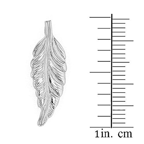 【並行輸入品】ソリッド14?KホワイトゴールドBohemiaリーフフェザーペンダントネックレス Solid 14k White Gold Bohの画像