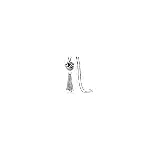 【並行輸入品】長いタッセルネックレスシルバートーンLovelyノットタッセルペンダントノットSnake Chain For Women Mult_2