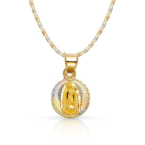 【並行輸入品】Iokaジュエリー   14 K 3色ゴールドダイヤモンドカットOur Lady of Guadalupeスタンプ宗教チャームペンの画像