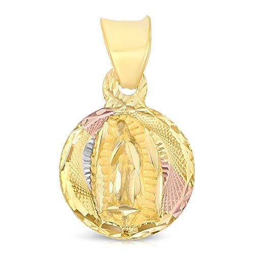 【並行輸入品】Iokaジュエリー   14 K 3色ゴールドダイヤモンドカットOur Lady of Guadalupeスタンプ宗教チャームペンの画像