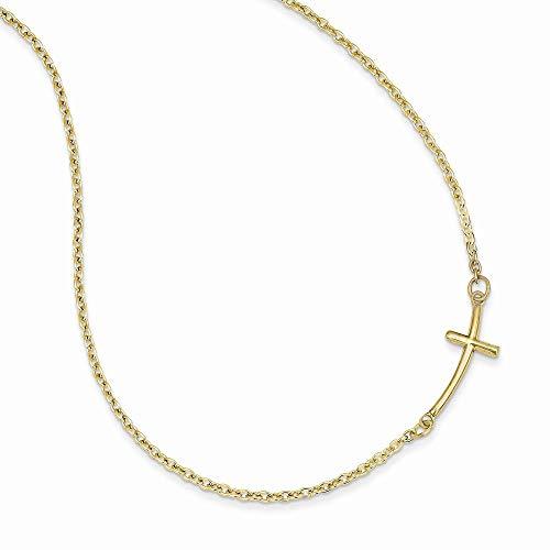 【並行輸入品】Roy Rose Jewelry 14Kイエローゴールド 小さな横向きカーブクロスネックレス ~ 長さ: 19インチ Roy Roの画像