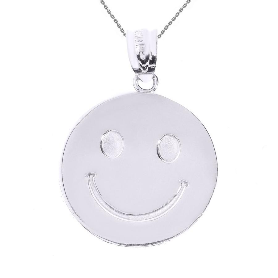 925スターリングシルバーSmiley Faceペンダントネックレス シルバー  