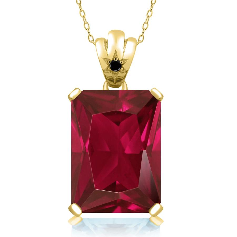 【並行輸入品】[Gem Stone King] 20.03カラット シンセティック ルビー ネックレス レディース 天然 ブラックダイヤモンド