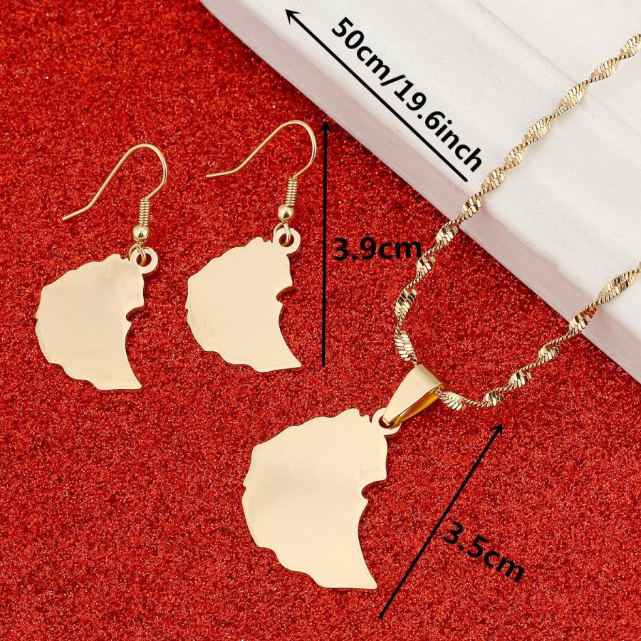 【並行輸入品】Ethiopianマップペンダントイヤリングネックレスの女性マップエチオピアの BR Gold Jewelry Ethiopian_3