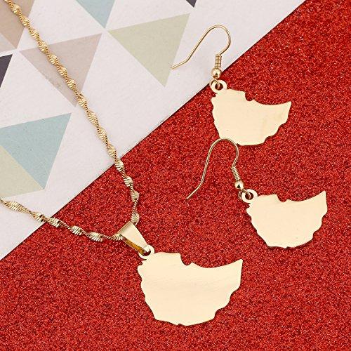 【並行輸入品】Ethiopianマップペンダントイヤリングネックレスの女性マップエチオピアの BR Gold Jewelry Ethiopian_7