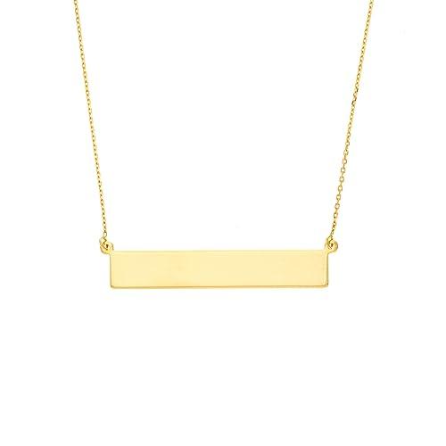 【並行輸入品】14k Yellow Gold Side ways Bar Name Plate Adjustable Necklace 18の画像