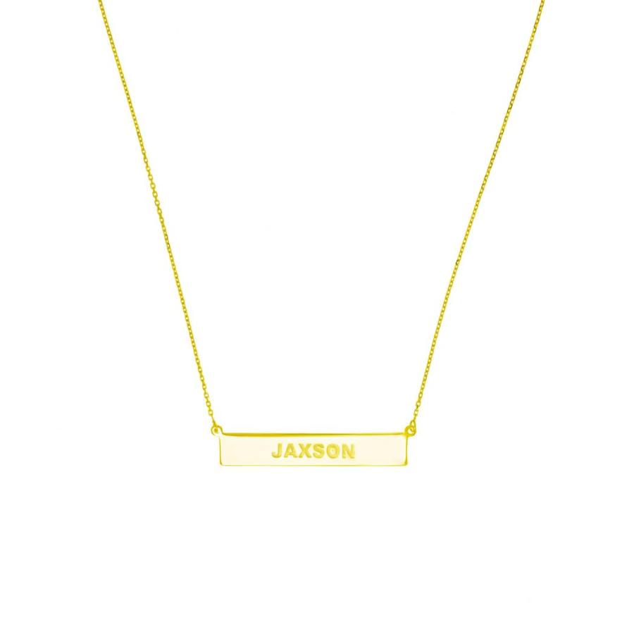 【並行輸入品】14k Yellow Gold Side ways Bar Name Plate Adjustable Necklace 18の画像
