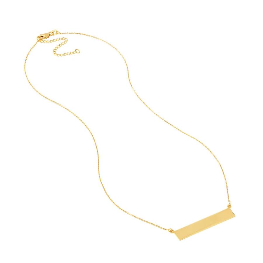 【並行輸入品】14k Yellow Gold Side ways Bar Name Plate Adjustable Necklace 18の画像