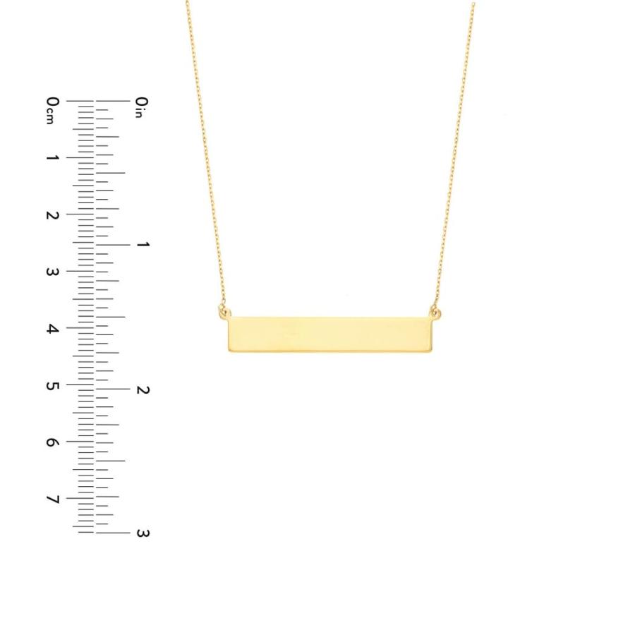 【並行輸入品】14k Yellow Gold Side ways Bar Name Plate Adjustable Necklace 18の画像