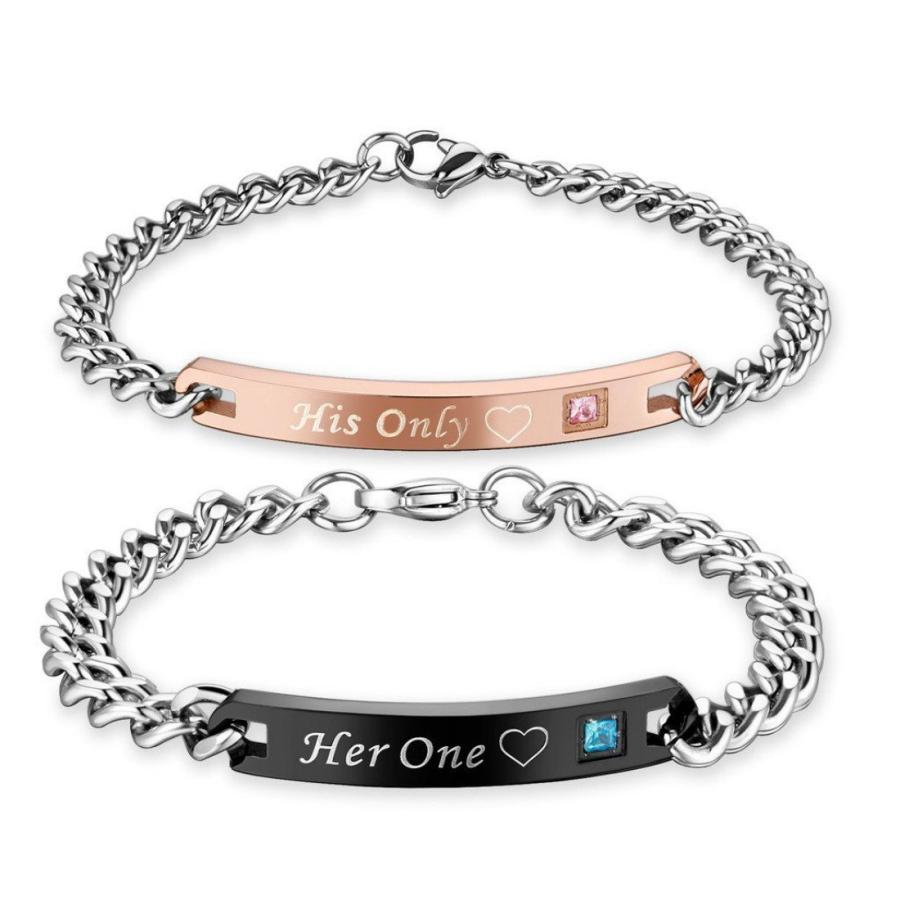 並行輸入品】カップル用ブレスレットセット Her King His Queen 刻印