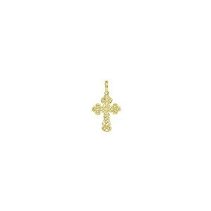 【並行輸入品】14 K黄色ゴールドテクスチャ正教会クロスwithフィリグリーペンダントネックレス Jewelry America Solid 1の画像