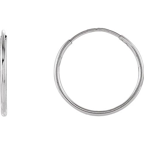 【並行輸入品】Petite Endless Hoop Earrings, 14k White Gold (15mm)の画像