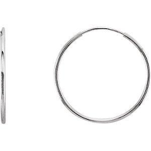 【並行輸入品】Petite Endless Hoop Earrings, 14k White Gold (15mm)の画像