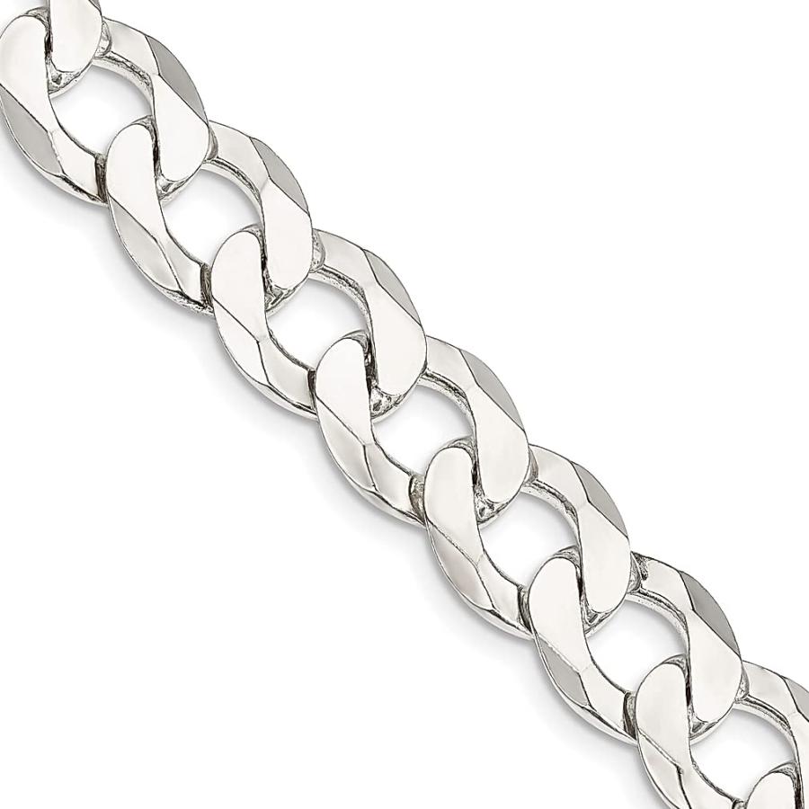 【並行輸入品】Iceカラット925スターリングシルバー11.75ミリメートル閉じるリンクフラット縁石チェーンネックレス20インチFineジュエリの画像