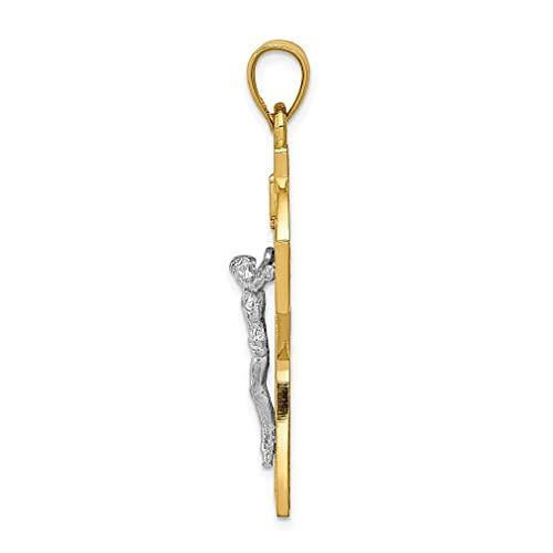 【並行輸入品】14K ツートーン ゴールド ケルティック インリ 主イエス キリスト 十字架 ネックレス チャーム ペンダント 宗教的 アイオナの画像