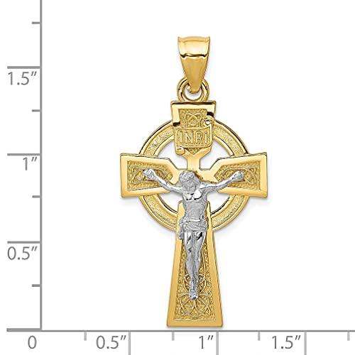 【並行輸入品】14K ツートーン ゴールド ケルティック インリ 主イエス キリスト 十字架 ネックレス チャーム ペンダント 宗教的 アイオナの画像