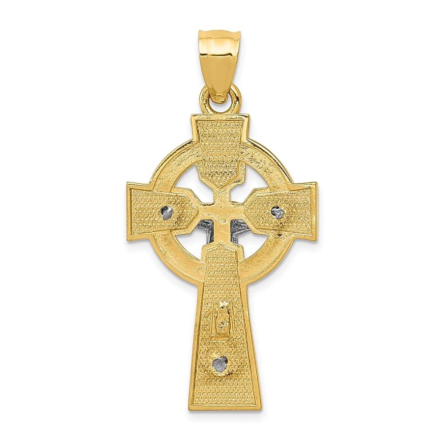 【並行輸入品】14K ツートーン ゴールド ケルティック インリ 主イエス キリスト 十字架 ネックレス チャーム ペンダント 宗教的 アイオナの画像