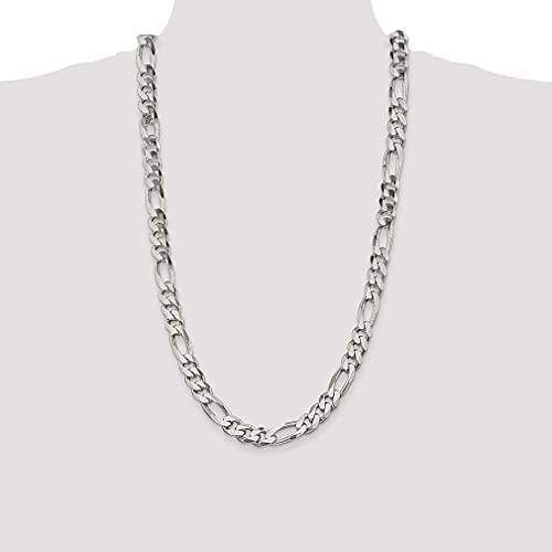 【並行輸入品】925スターリングシルバー 10.75mm リンク フィガロチェーンネックレス 28インチ メンズ ペンダント チャーム ファインの画像