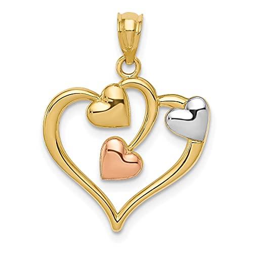 【並行輸入品】ICE CARATS 14K ツートーン ホワイトハートネックレス ペンダントチャーム ラブ 複数のファインジュエリー 女性へのギ_1