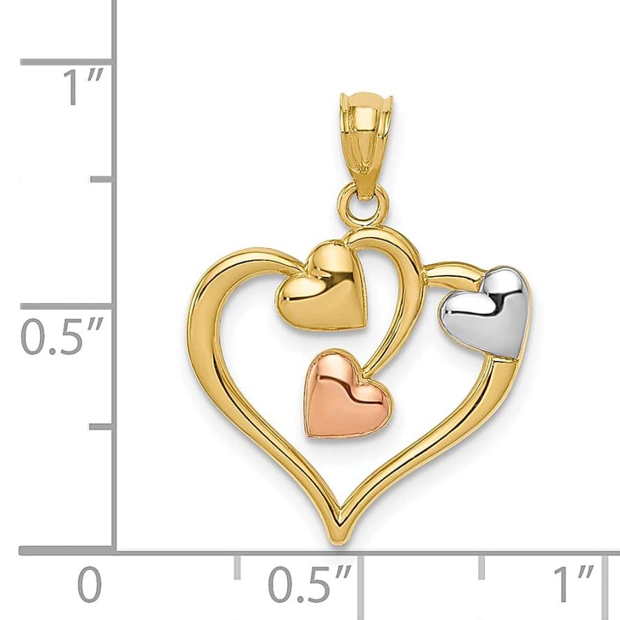 【並行輸入品】ICE CARATS 14K ツートーン ホワイトハートネックレス ペンダントチャーム ラブ 複数のファインジュエリー 女性へのギ_9