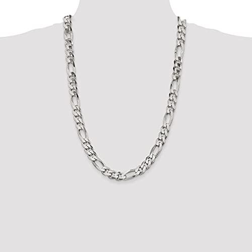 【並行輸入品】925スターリングシルバー 10.75mm リンク フィガロチェーンネックレス 28インチ メンズ ペンダント チャーム ファインの画像