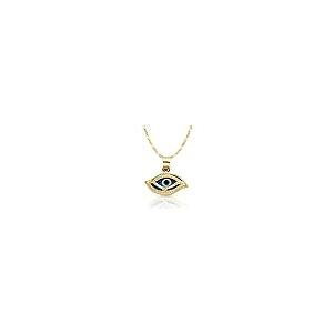 【並行輸入品】Ioka 14K イエローゴールド イーブルアイ ネックレス 女性用 1.2mm フィガロ 3+1チェーン, ゴールド Iokaの画像