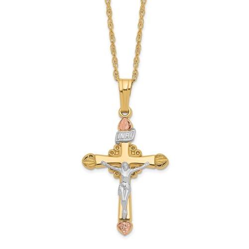 【並行輸入品】Diamond2Deal 10K & 14Kゴールドフィルド 12Kアクセント クロスネックレス, 金属, 宝石なし Diamonの画像