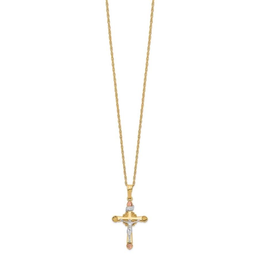 【並行輸入品】Diamond2Deal 10K & 14Kゴールドフィルド 12Kアクセント クロスネックレス, 金属, 宝石なし Diamonの画像