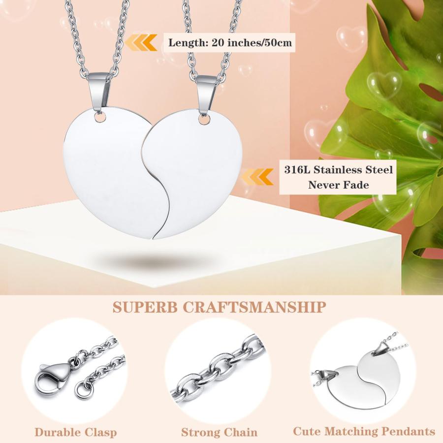 【並行輸入品】PJステンレススチールカスタムPersonalized Engraved名パズルハートのネックレスセットカップル用 Hisatan_9
