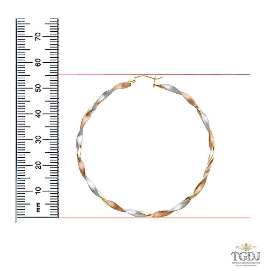 【並行輸入品】カールフープイヤリング 14K イエロー ホワイト ローズゴールド ラウンドホロー フレンチロック ファンシー 3色 (サイズオプの画像