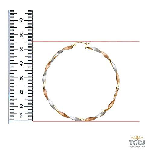【並行輸入品】カールフープイヤリング 14K イエロー ホワイト ローズゴールド ラウンドホロー フレンチロック ファンシー 3色 (サイズオプの画像