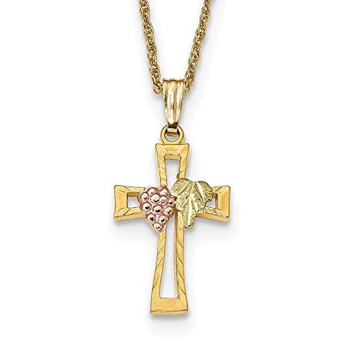 【並行輸入品】Iceカラット10 K 3色ブラックヒルズゴールド十字架クロス宗教チェーンネックレス 10k Tri Color Black Hi_1