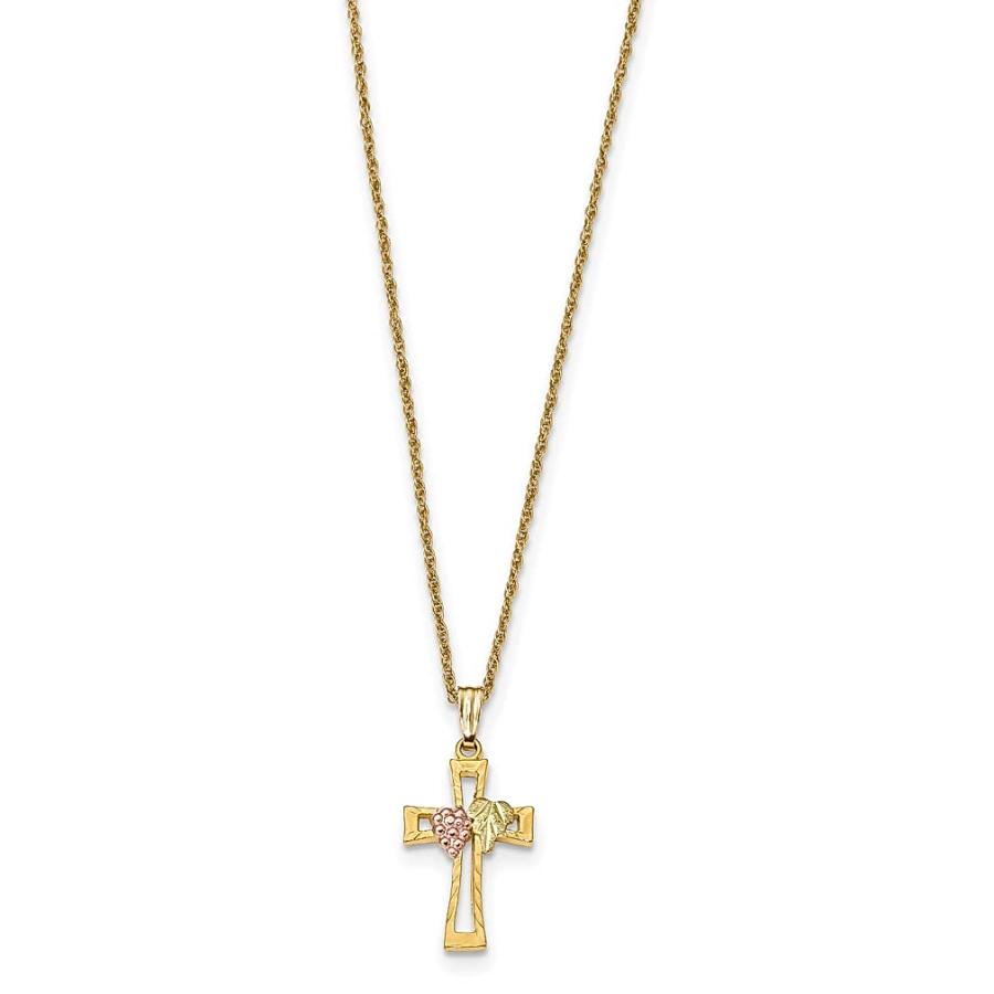 【並行輸入品】Iceカラット10 K 3色ブラックヒルズゴールド十字架クロス宗教チェーンネックレス 10k Tri Color Black Hi_3
