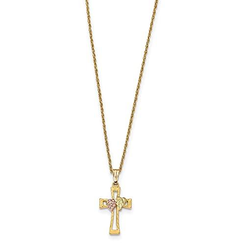 【並行輸入品】Iceカラット10 K 3色ブラックヒルズゴールド十字架クロス宗教チェーンネックレス 10k Tri Color Black Hi_4